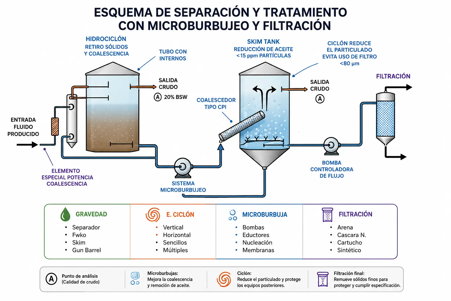 Esquema de proceso de microburbujeo