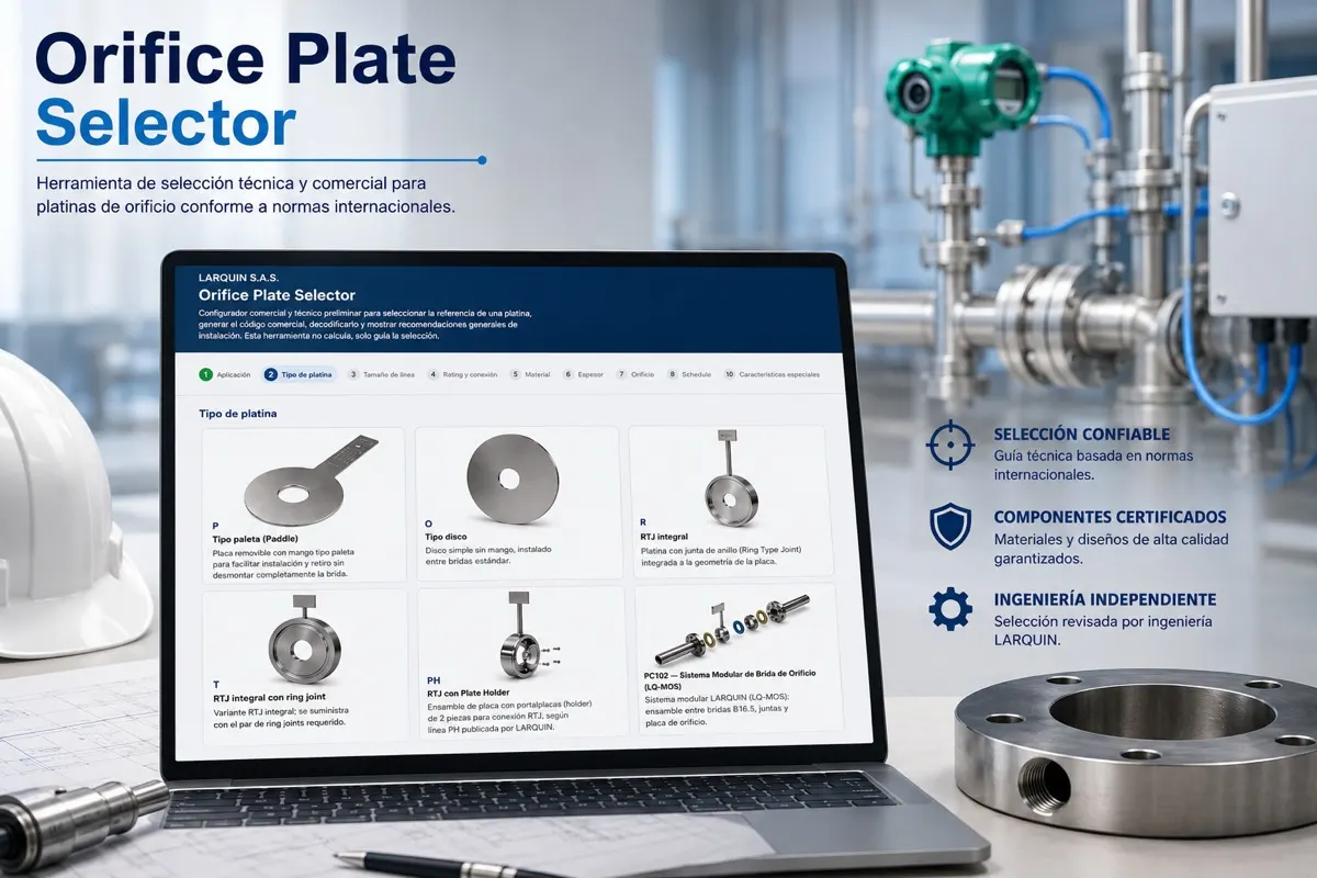 Orifice Plate Selector de LARQUIN en un entorno industrial
